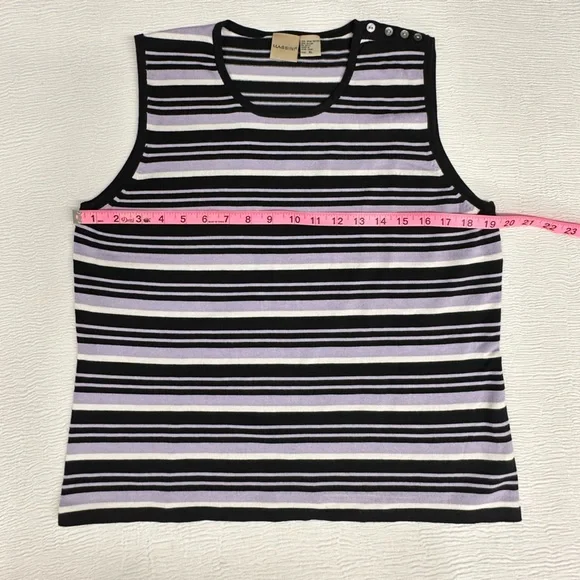 Massini Black and Lavender Purple Striped Tank Top Classy Modest - Picture 6 of 7